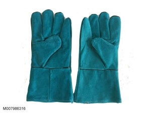 Găng tay da hàn Pháp 02 lớp màu xanh nhạt dài 31Cm