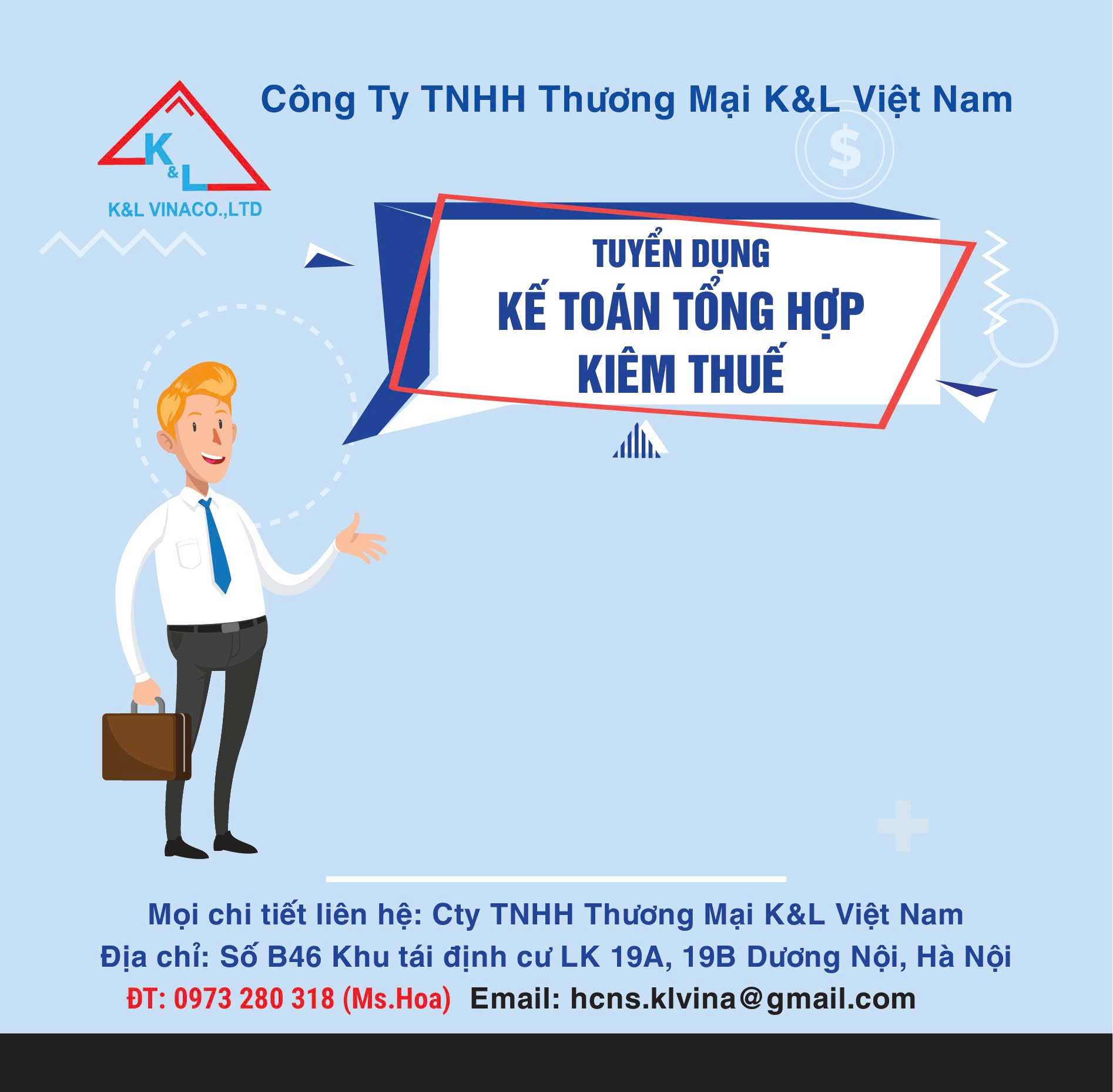 TUYỂN DỤNG: KẾ TOÁN TỔNG HỢP KIÊM THUẾ